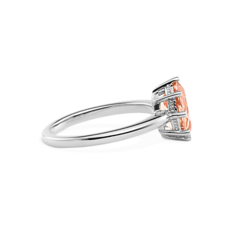 Hera Peach Natural Morganite Solitaire Ring in 14K White Gold
