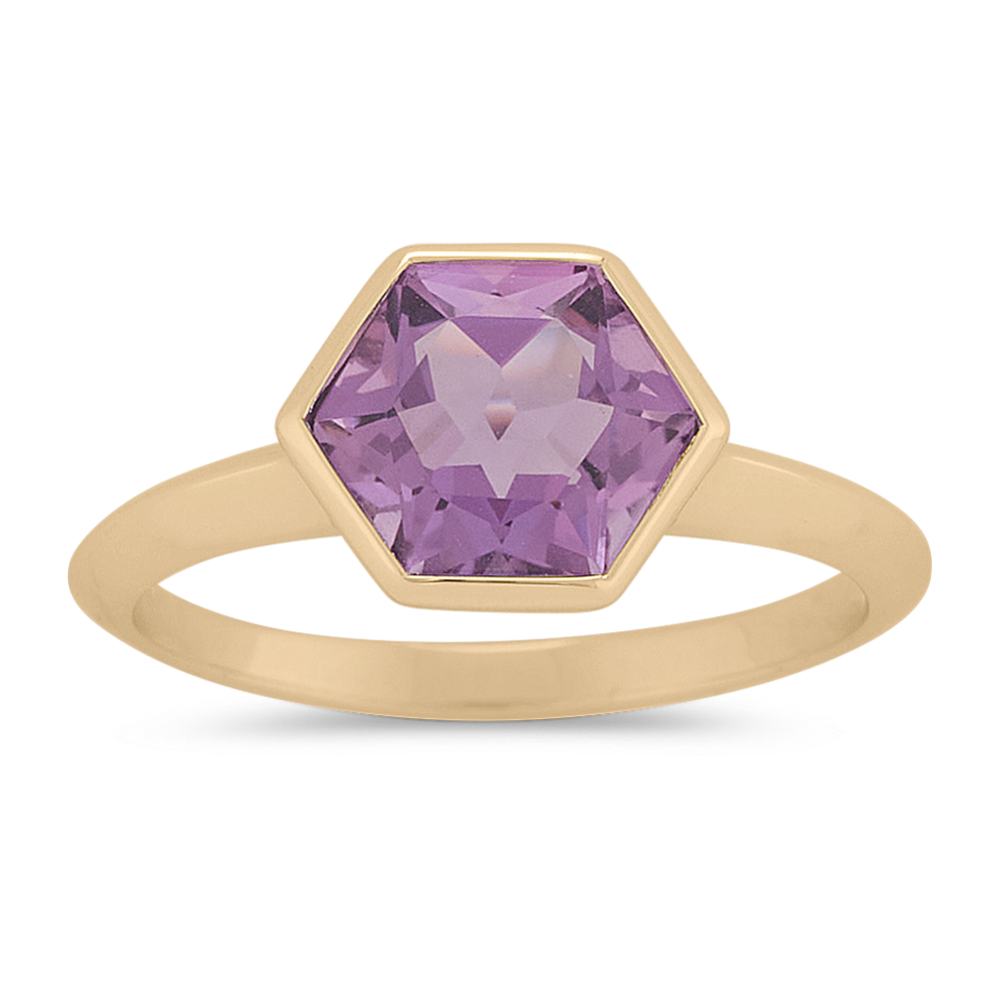 Hexagon Amethyst Ring in Vermeil 14k Yellow Gold
