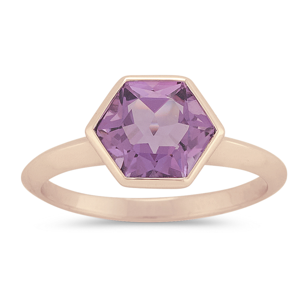 Hexagon Amethyst Ring in Vermeil
