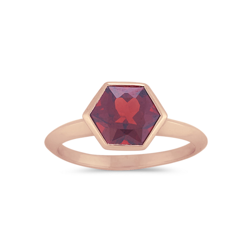 Hexagon Garnet Ring in Vermeil