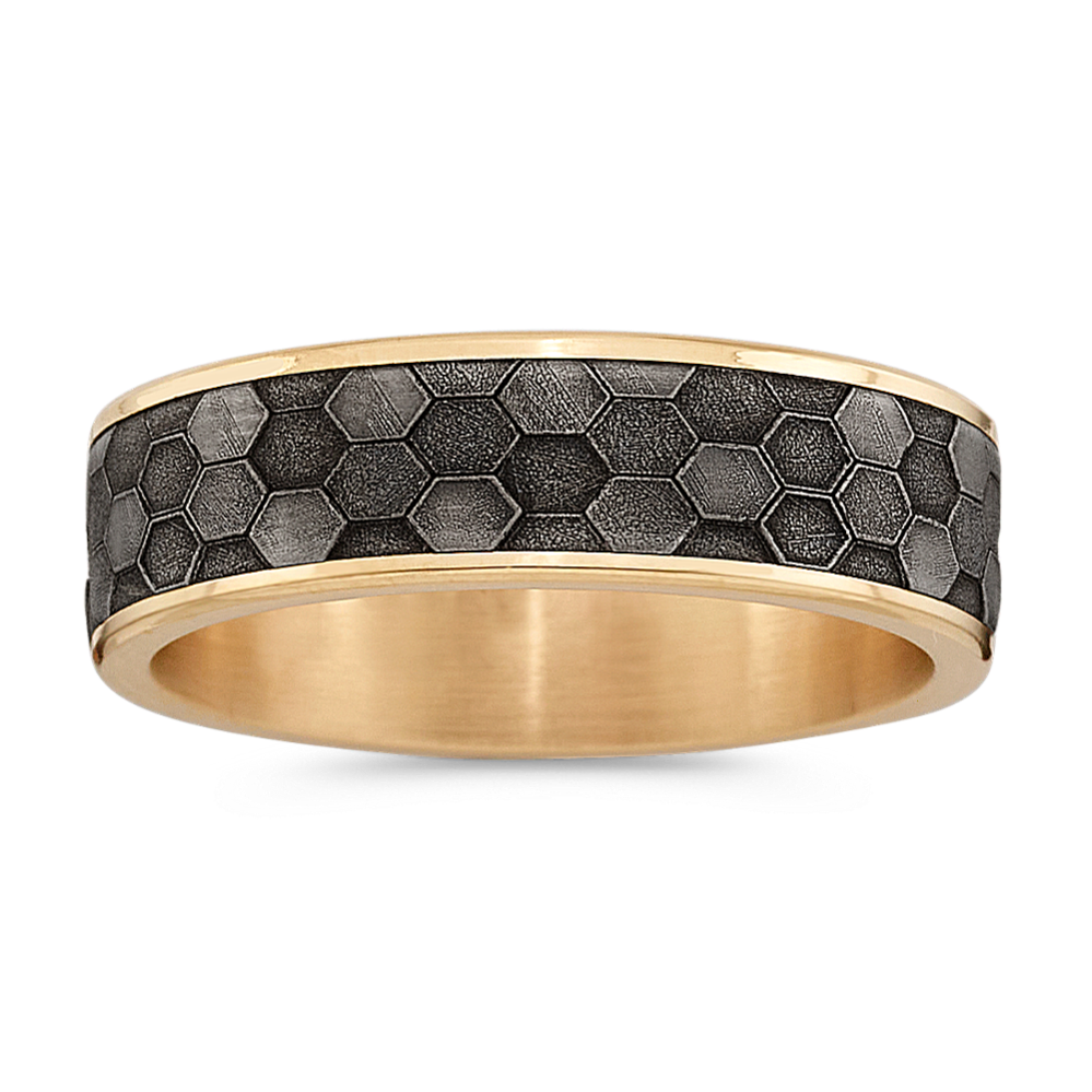 Honeycomb Tantalum & 14K Yellow Gold Band (6.5mm)