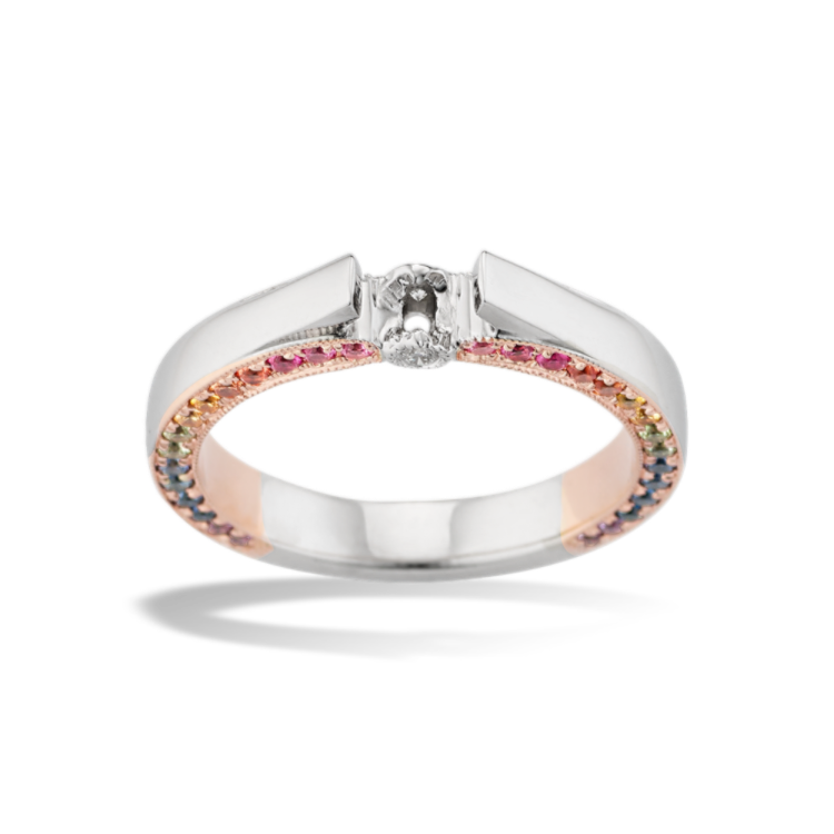 6.5 mm Pink Natural Sapphire Engagement Ring in White and Rose Gold