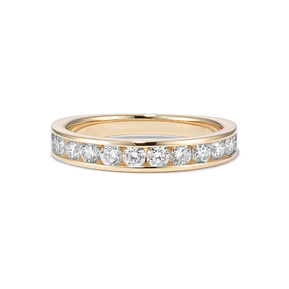 Hudson Round Natural Diamond Wedding Band in Yellow Gold with Channel-Setting