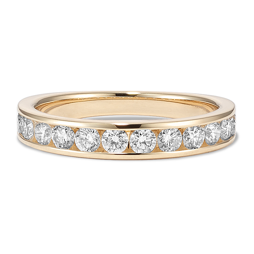 Hudson Round Diamond Wedding Band in Yellow Gold with Channel-Setting