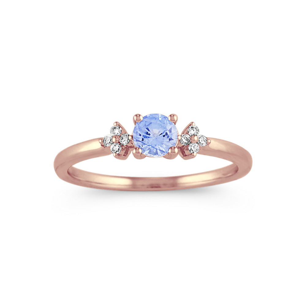Ice Blue Sapphire and Diamond Ring in 14k Rose Gold