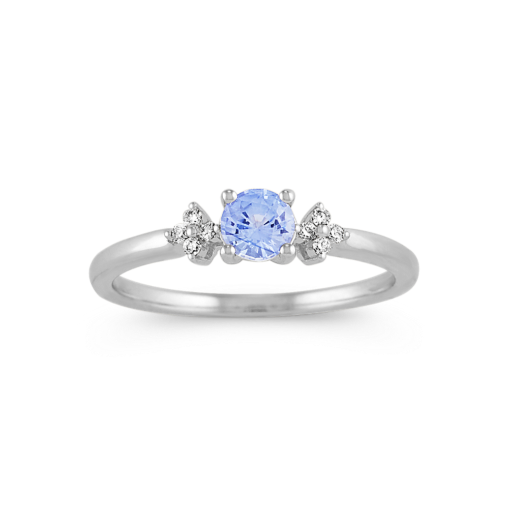 Ice Blue Sapphire and Diamond Ring in 14k White Gold