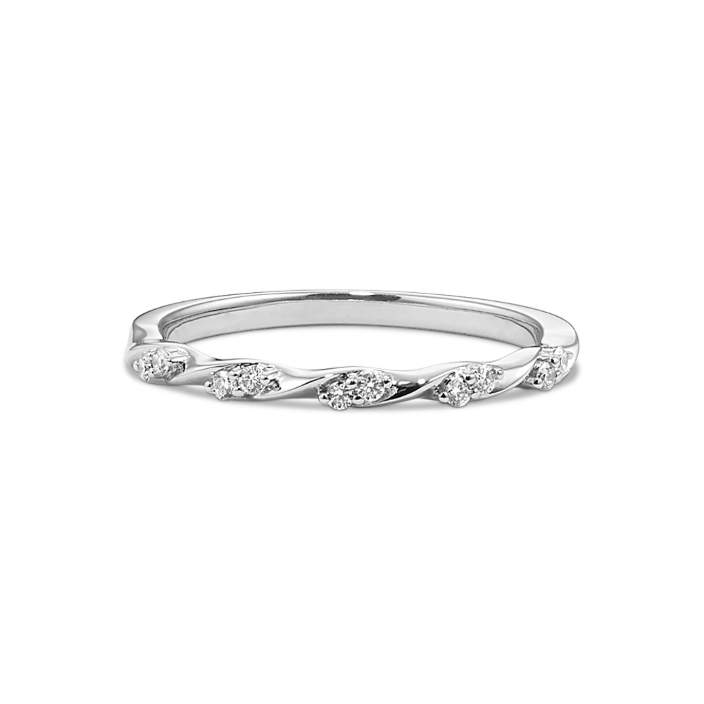 Infinite Love Swirl Natural Diamond Wedding Band in 14k White Gold