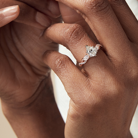 Three-Stone Infinity Engagement Ring in Rose Gold | Shane Co.