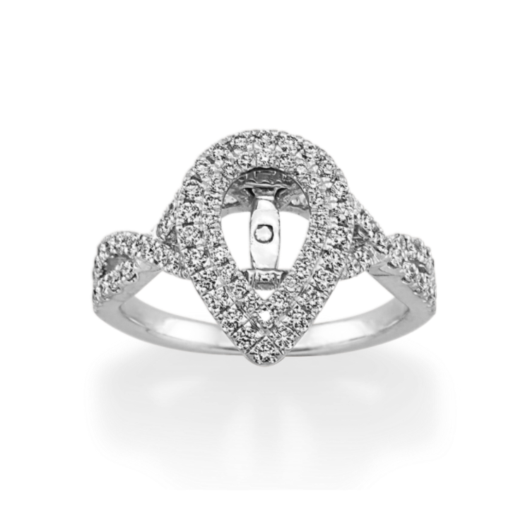 Infinity Natural Diamond Halo Engagement Ring in 14K White Gold