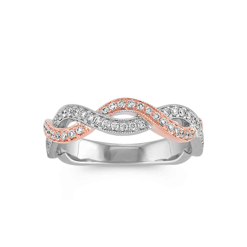 Infinity Diamond Wedding Band in White and Rose Gold