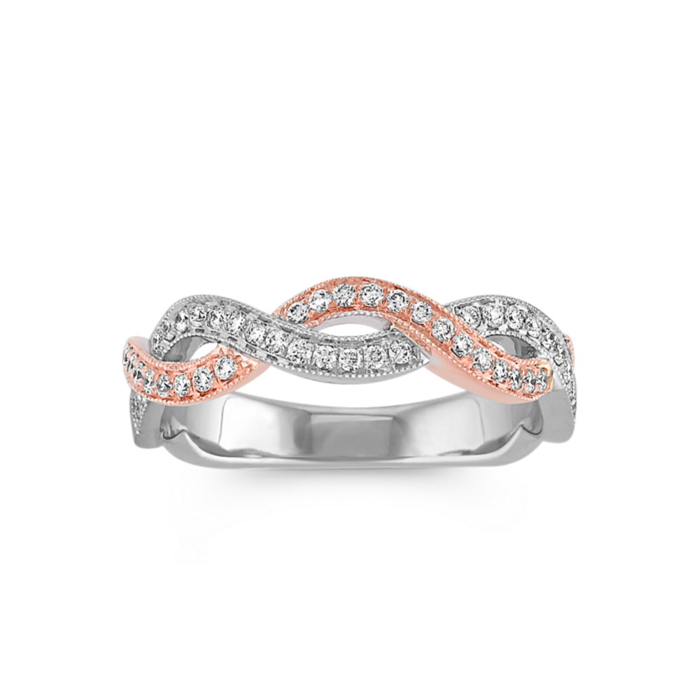Infinity Diamond Wedding Band in White and Rose Gold