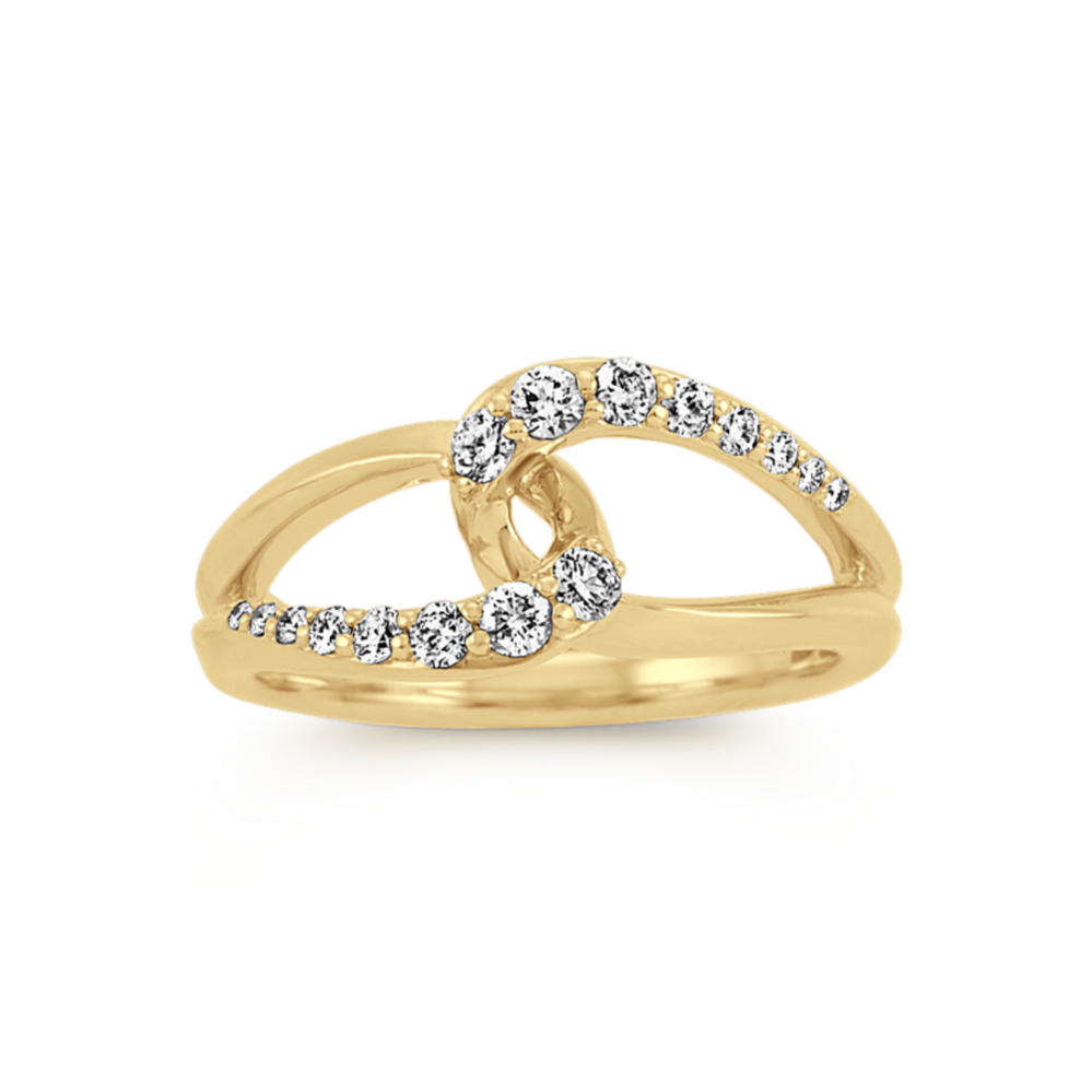 Interlocking Diamond Ring in 14k Yellow Gold