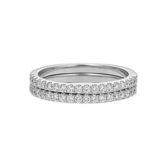 Vista Diamond Pave Band Stack in Platinum