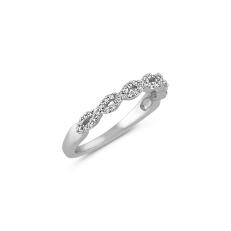 Kensington Pave Set Natural Diamond Wedding Band with Close-Knit Infinity Design
