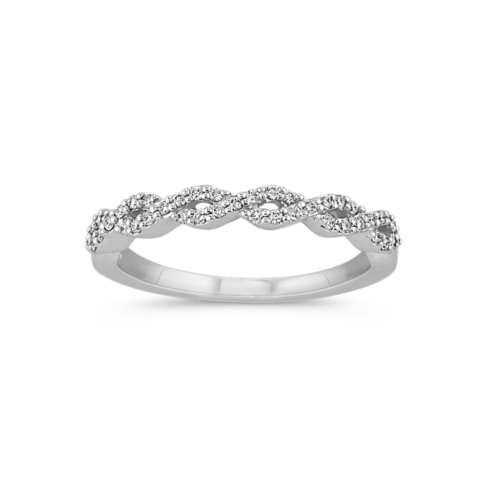 Kensington Pave Set Diamond Wedding Band with Close-Knit Infinity Design
