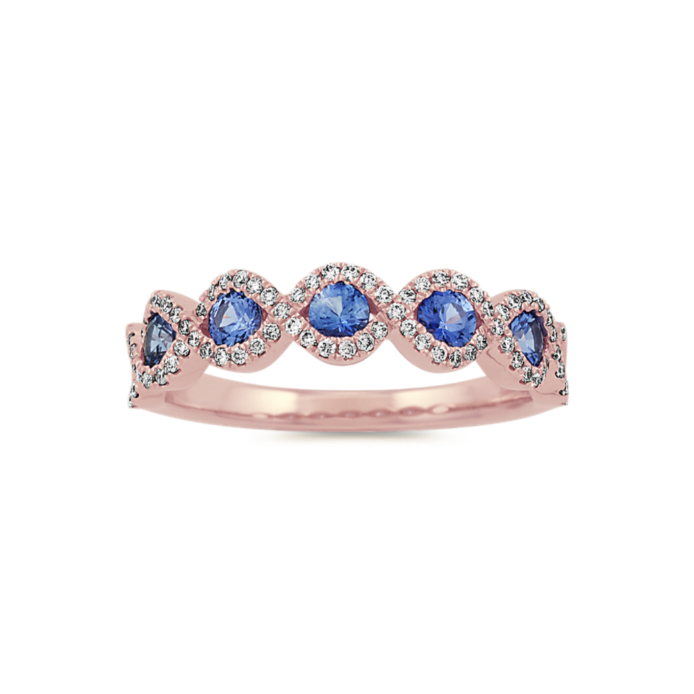 Kentucky Blue Sapphire and Diamond Ring in 14k Rose Gold