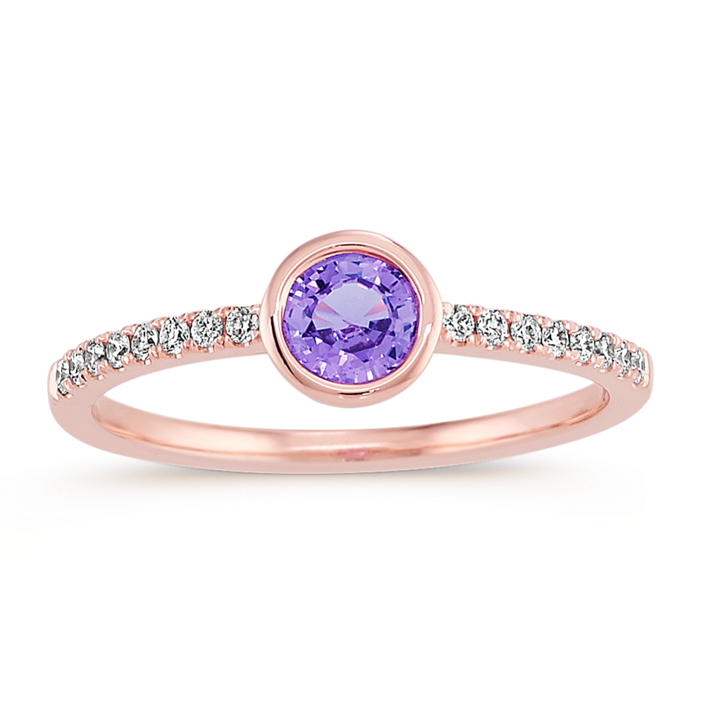 Lavender Sapphire & Diamond Ring in 14k Rose Gold