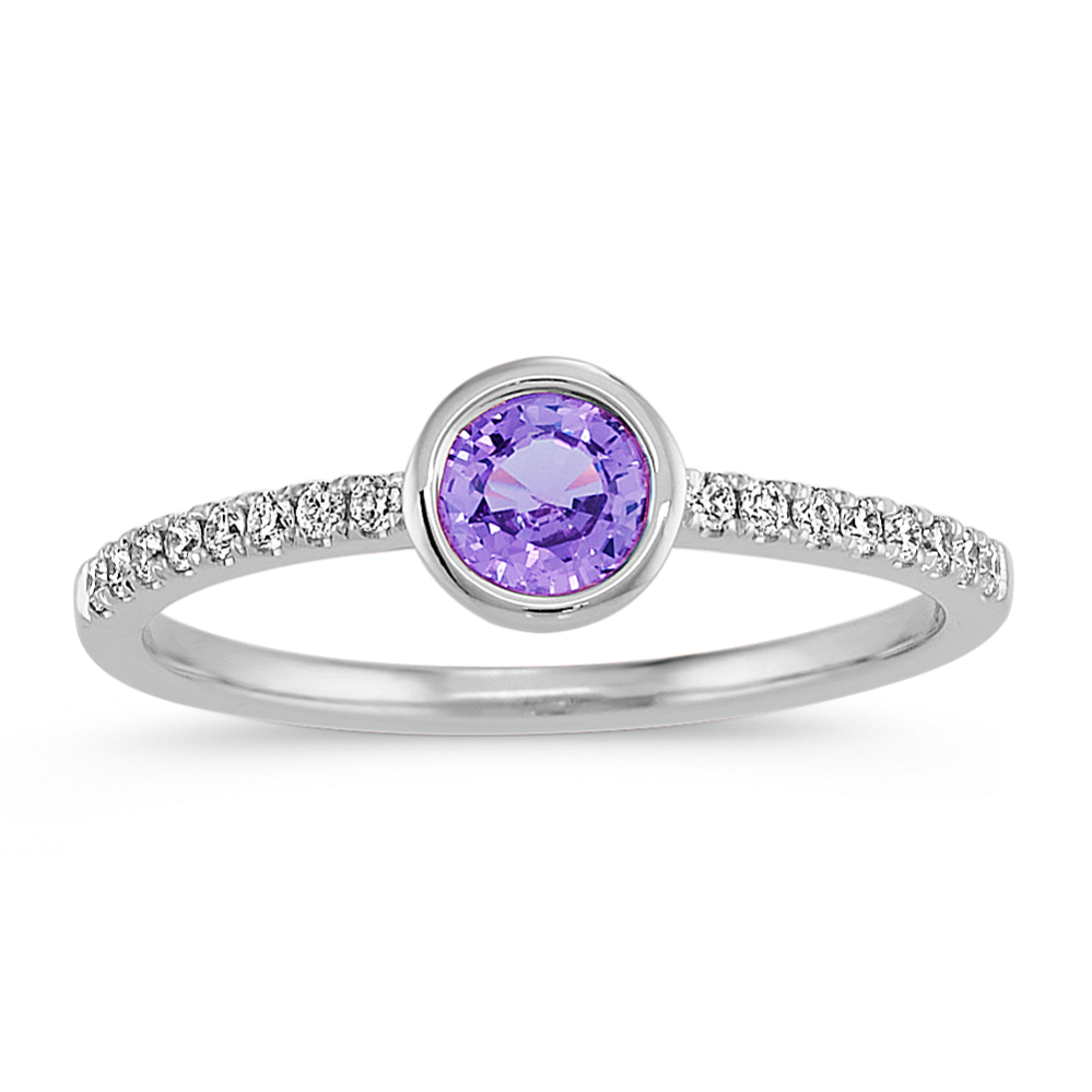 Lavender Sapphire & Diamond Ring in 14k White Gold