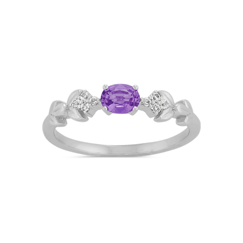 Lavender and Round White Sapphire Ring