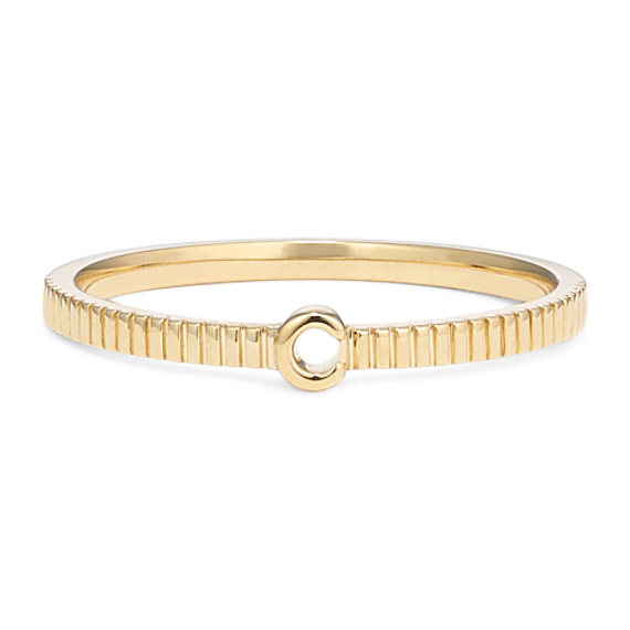 Letter C Fluted 14K Yellow Gold Ring