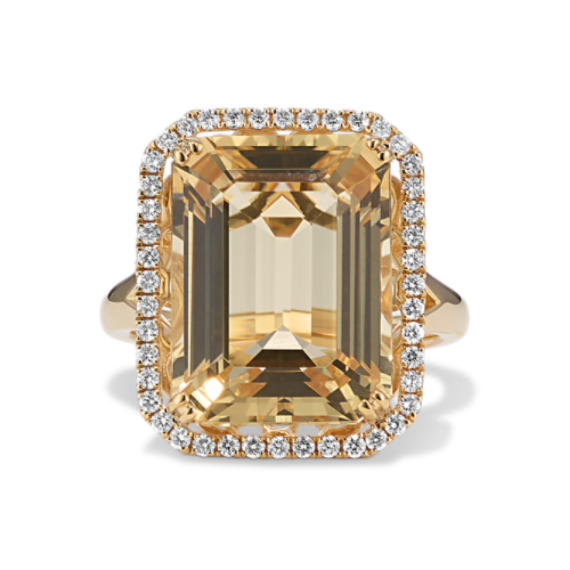 Nascha Citrine & Diamond Halo Ring