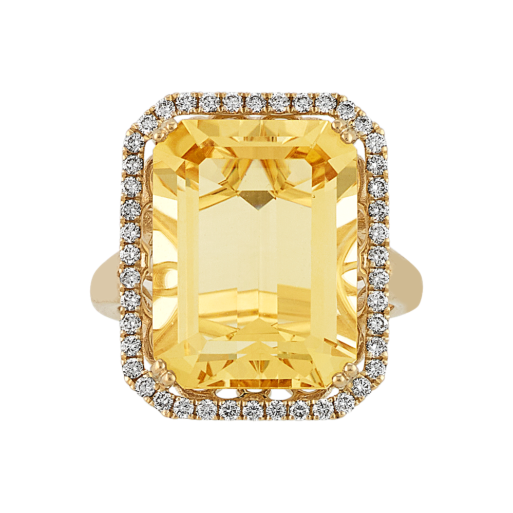 Nascha Citrine & Diamond Halo Ring