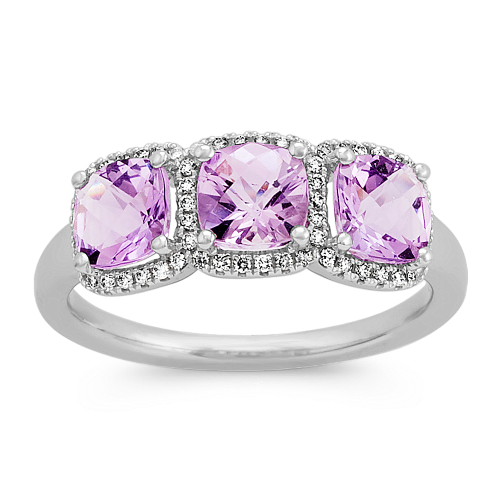 Light Purple Amethyst and Diamond Ring
