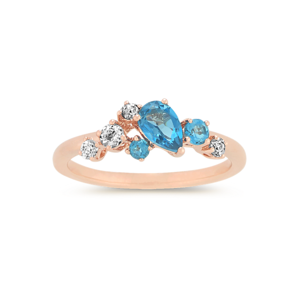 London Blue Topaz and Aquamarine Cluster Ring