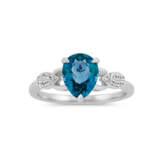 Dublin London Blue Topaz and White Sapphire Ring in Sterling Silver