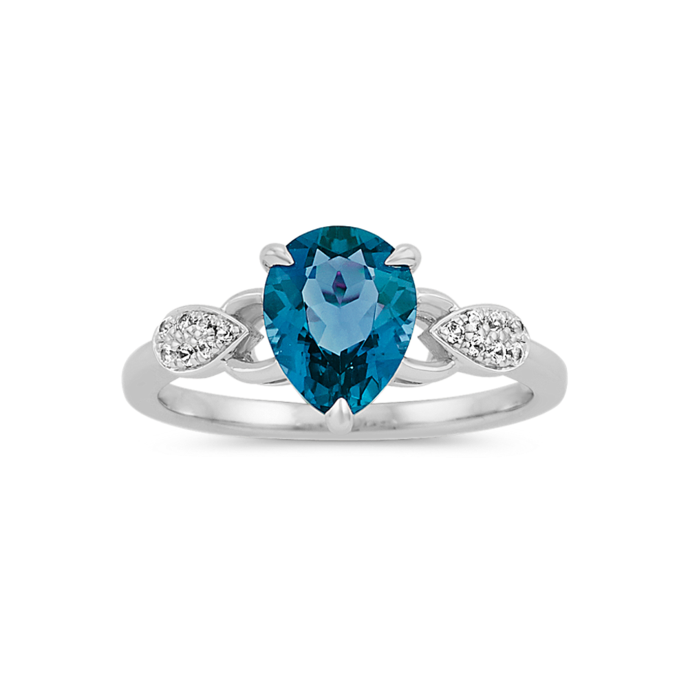 Dublin Natural London Blue Topaz and White Natural Sapphire Ring in Sterling Silver
