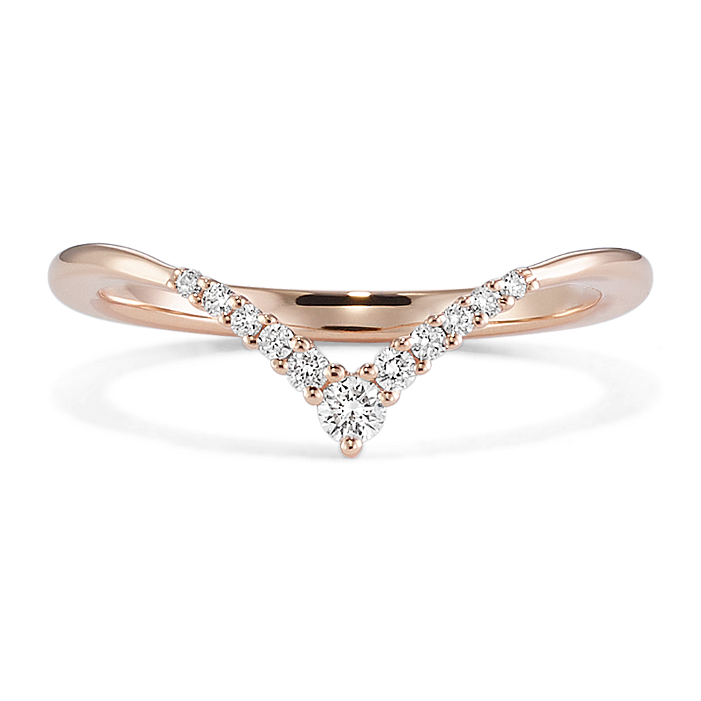 Lyra Diamond V Wedding Band in 14k Rose Gold