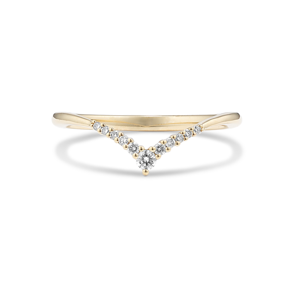 Lyra Natural Diamond V Wedding Band in 14k Yellow Gold