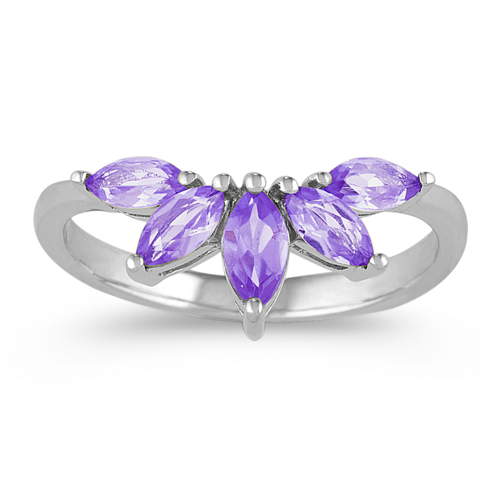 Marquise Amethyst Ring in Sterling Silver