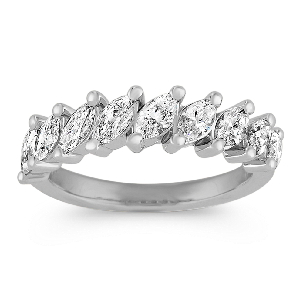 Marquise Diamond Wedding Band in 14k White Gold