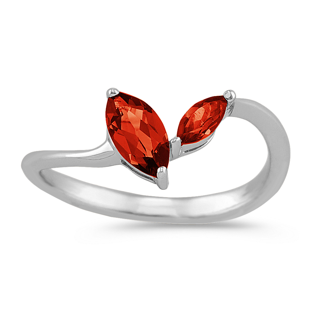Marquise Garnet Ring in Sterling Silver