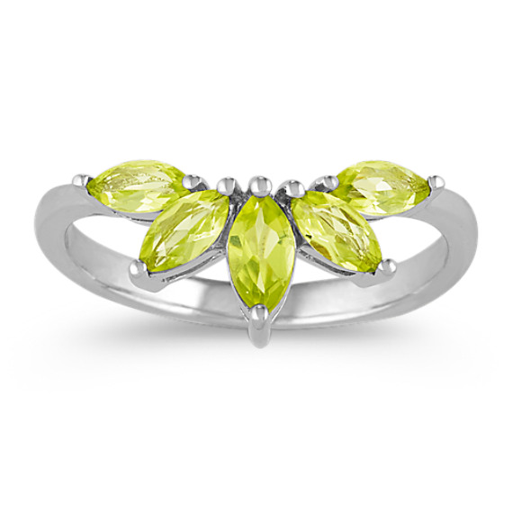 Sterling Silver Green Amber Classic Marquise Ring