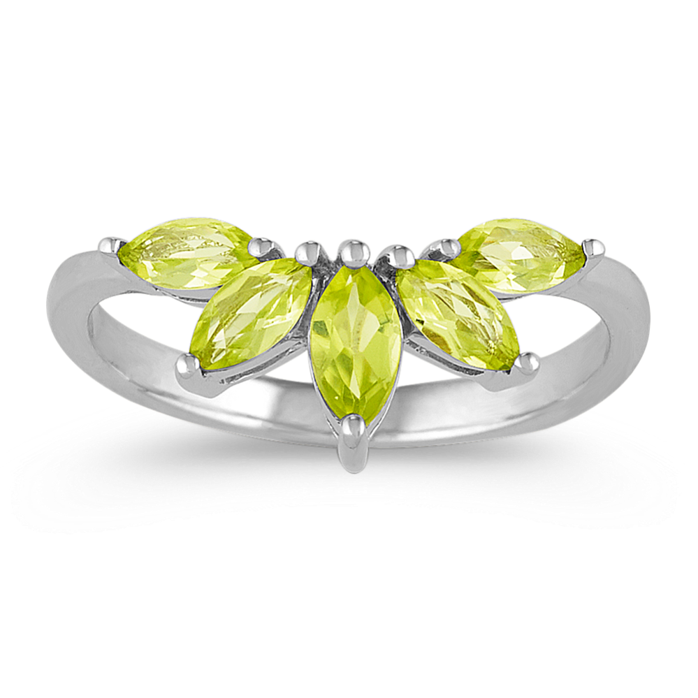 Marquise Green Peridot Ring in Sterling Silver