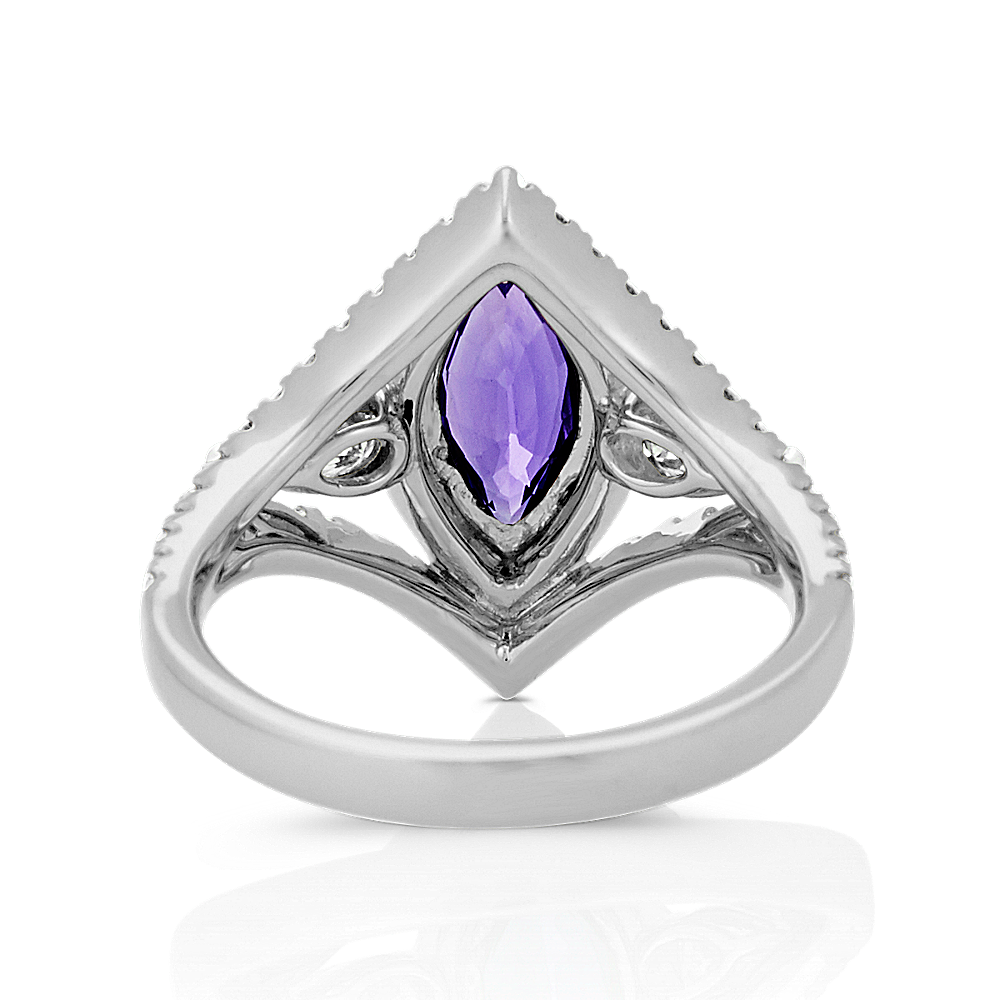Marquise Lavender Sapphire, Pear-Shaped Diamond and Round Diamond Ring ...