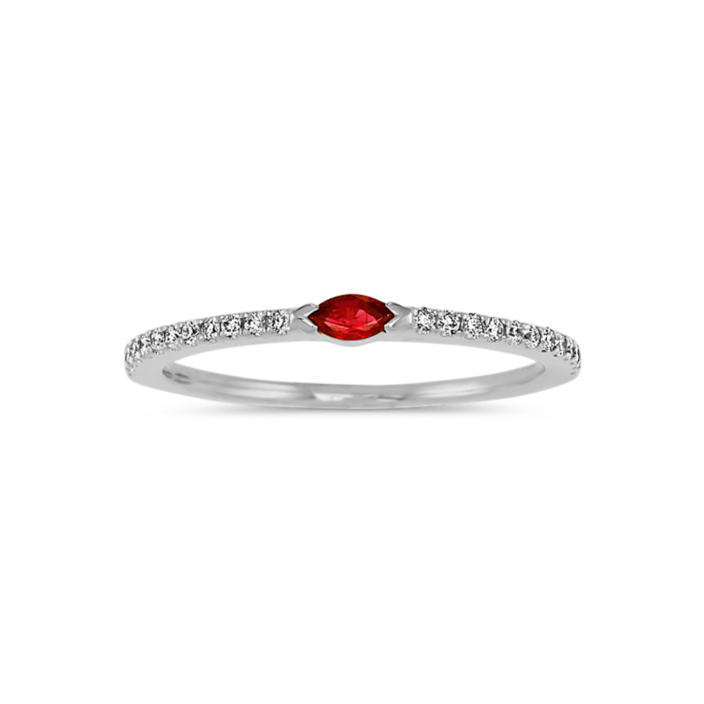 Marquise Ruby and Diamond Stackable Ring