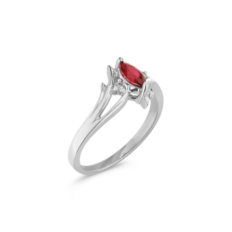 Marlowe Natural Ruby and Natural Diamond Ring in 14K White Gold