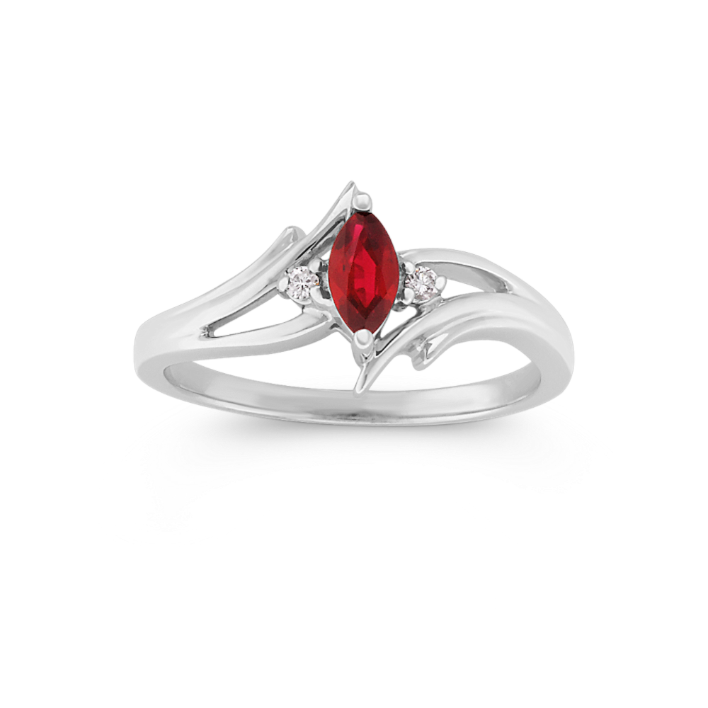 Marlowe Natural Ruby and Natural Diamond Ring in 14K White Gold