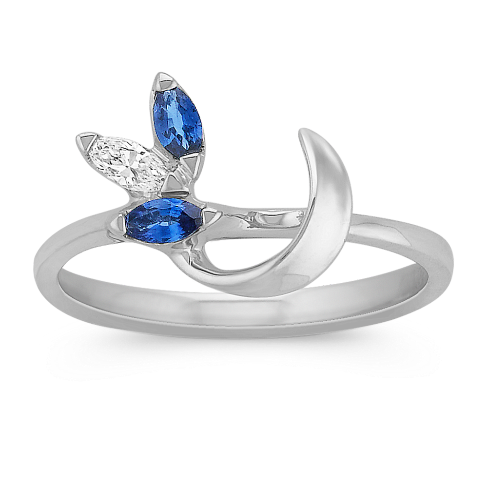 Marquise Sapphire and Diamond Solitaire Engagement Ring Wrap