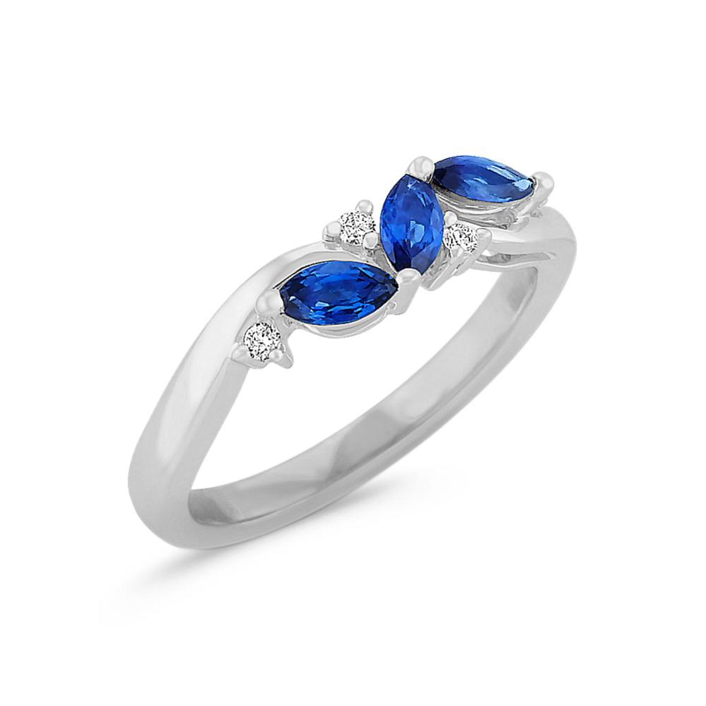 Marquise Sapphire and Round Diamond Ring | Shane Co.