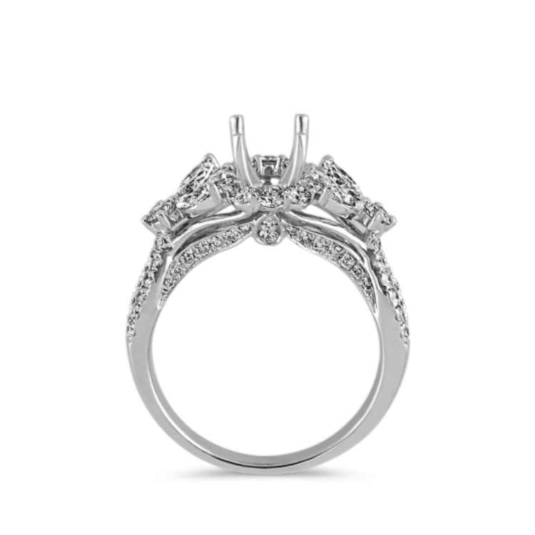 Marquise and Round Natural Diamond Halo Engagement Ring