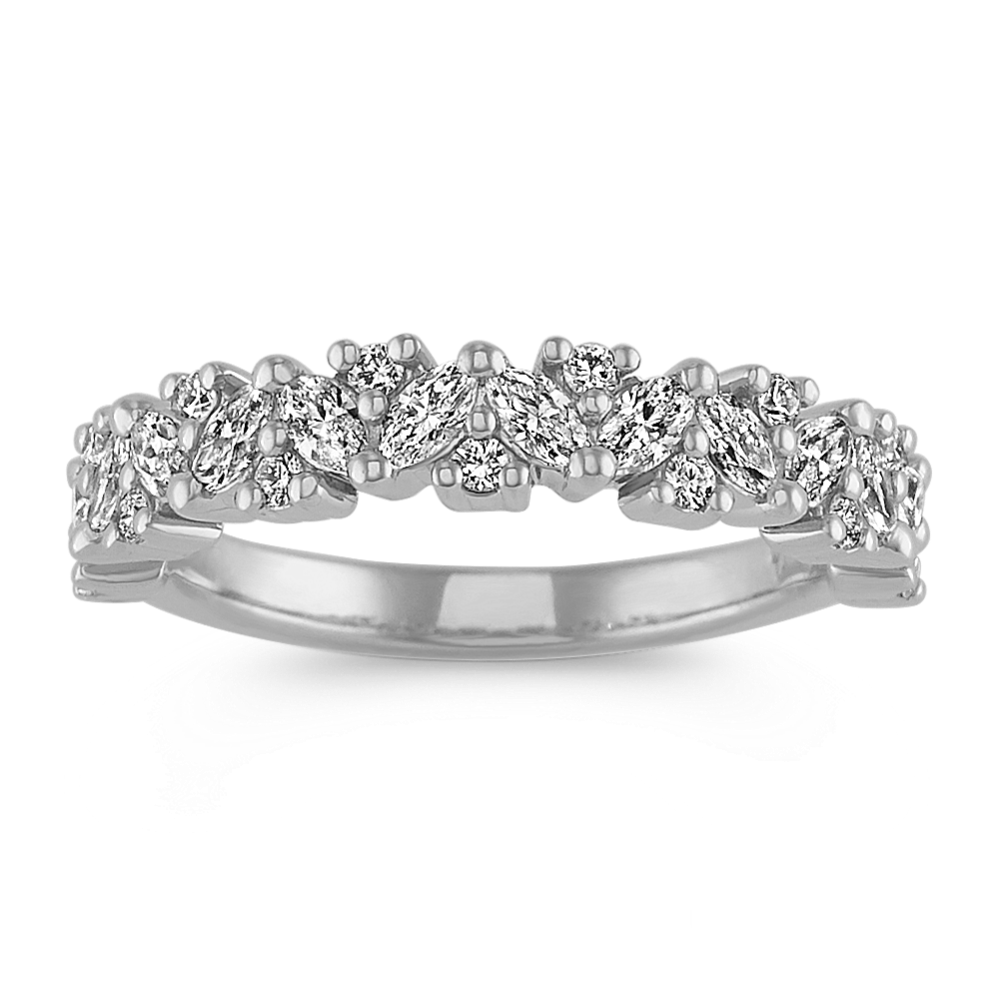 Marquise and Round Diamond Wedding Band