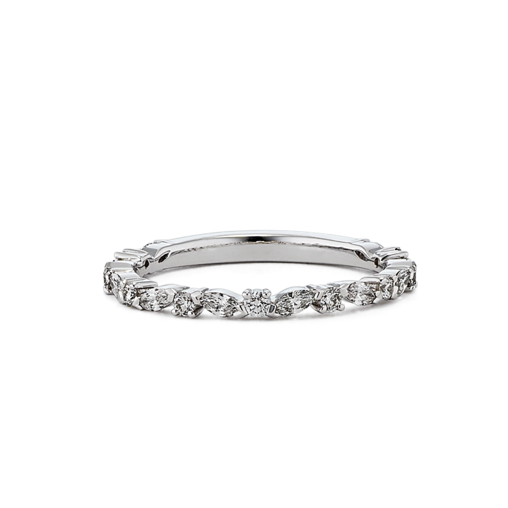 Marquise and Round Natural Diamond Wedding Band