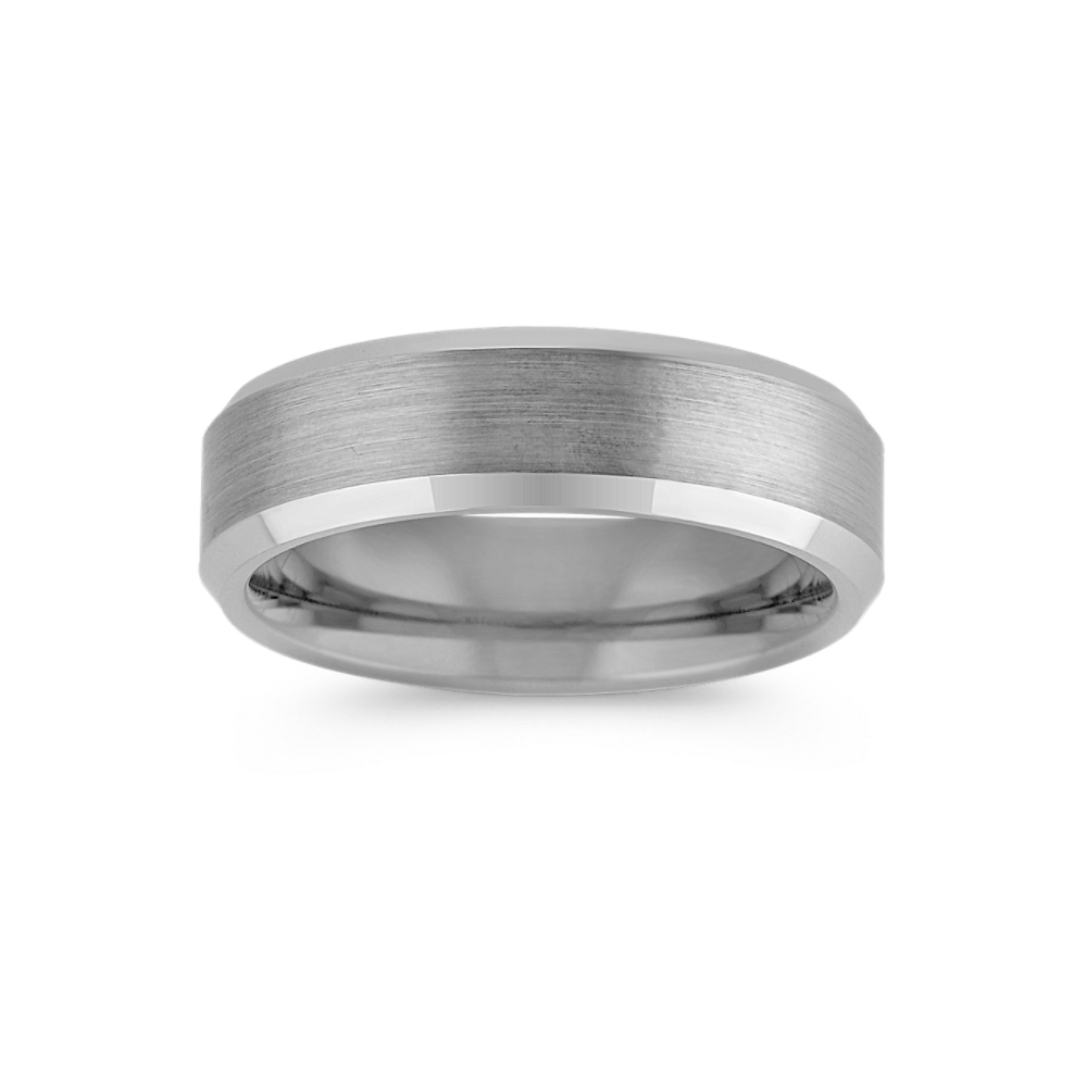 Max-T Brushed and Slant Edge Titanium Comfort Fit Ring (6.5mm)