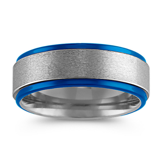 Max-T Comfort Fit Titanium Band with Blue Ionic Plating (8mm)