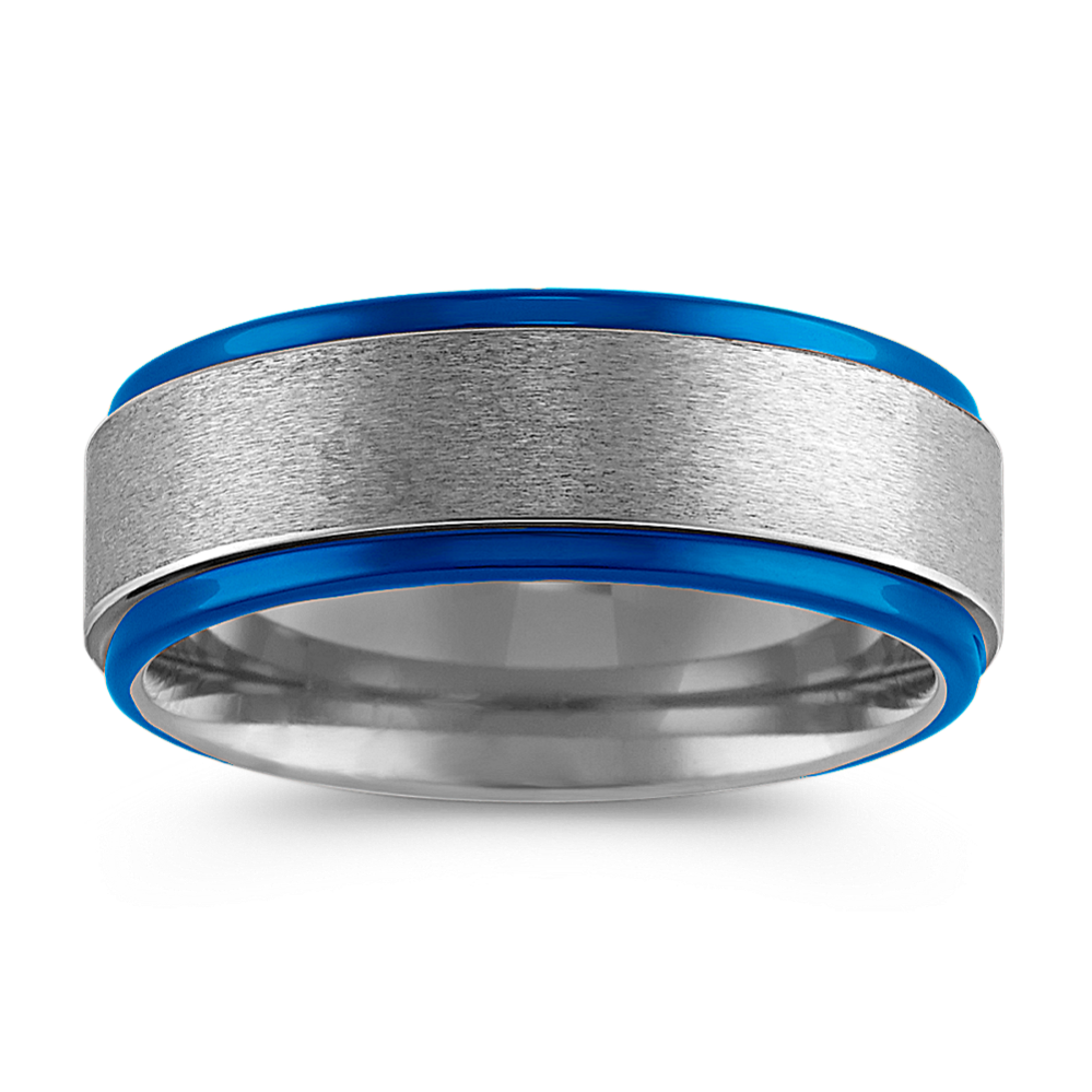Max-T Comfort Fit Titanium Band with Blue Ionic Plating (8mm)