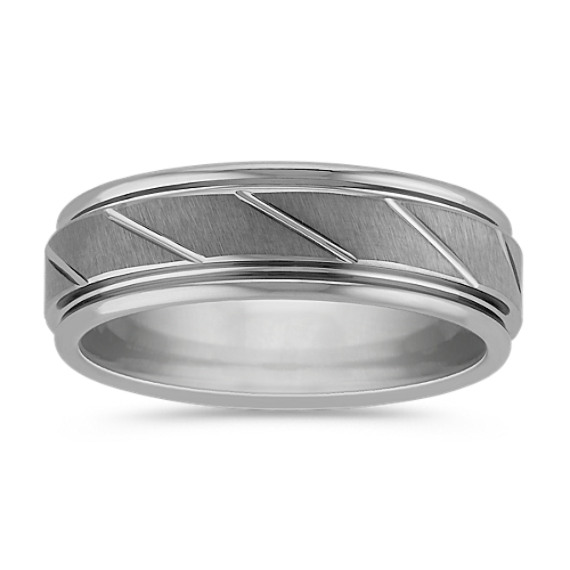 Max-T Engraved Titanium Comfort Fit Ring with Brushed Finish (7mm)